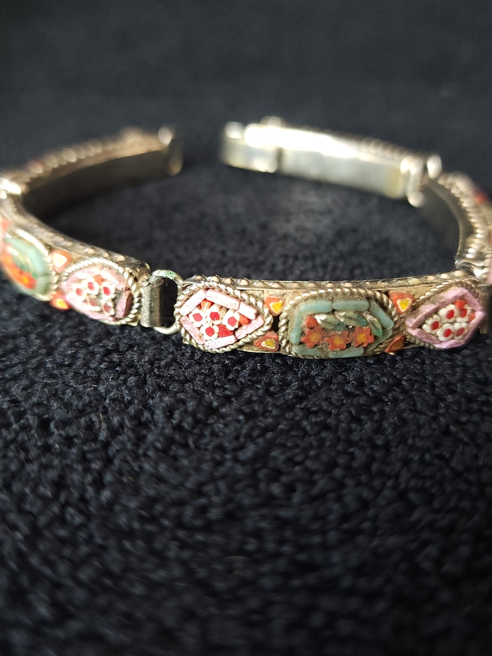 Vintage Handcrafted Multicolor Micro-Mosaic Floral Bracelet - Women Jewelry